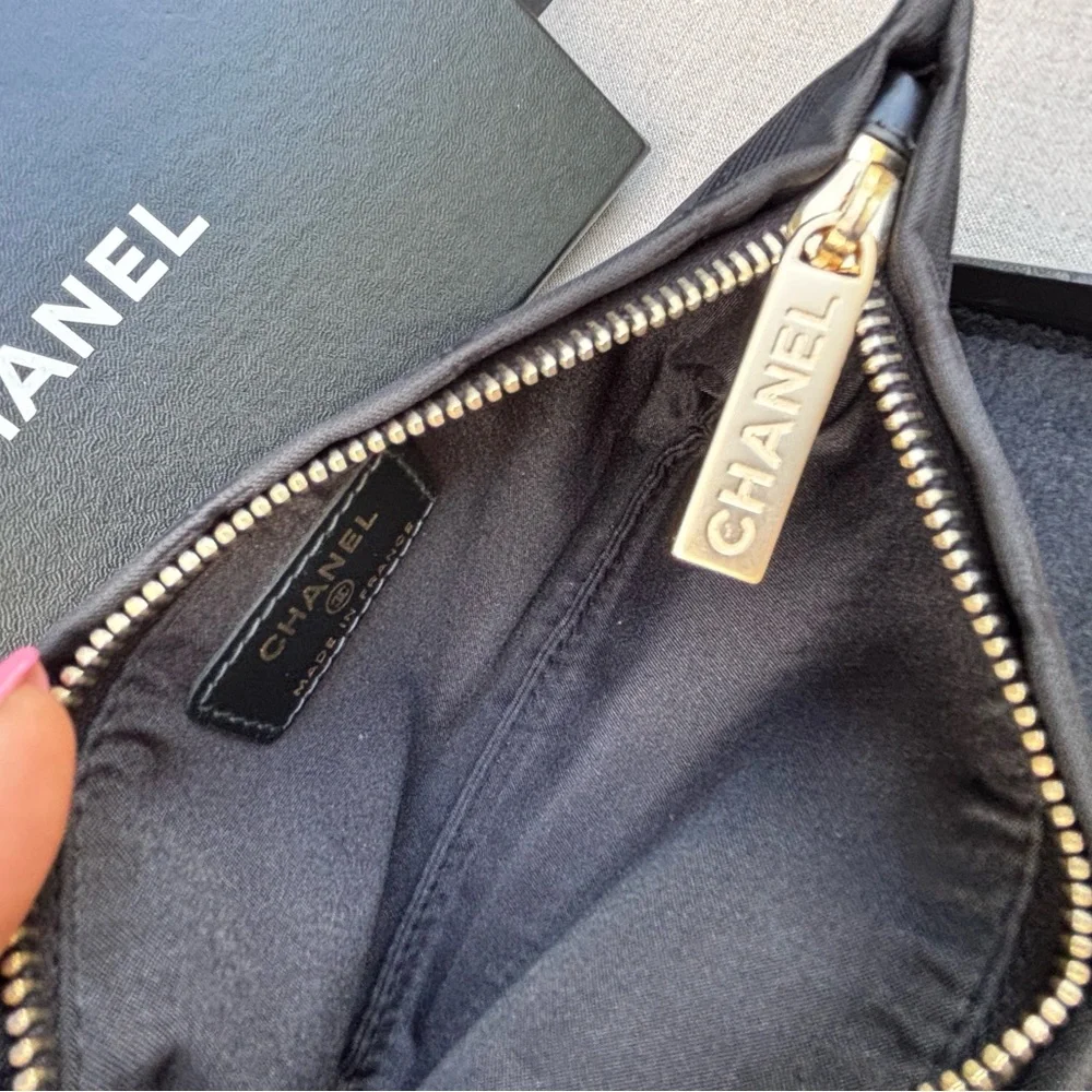 Authentic CHANEL BLACK nylon sport line clutch pouch NEW
